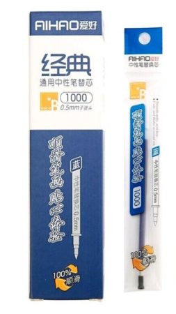 AIHAO zselés toll betét , 0.5mm, kék, nagy tartályos, 130mm "BULLET POINT"