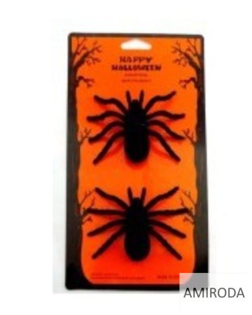 Halloween dekoráció,6cm  nagy szőrős pókok, 2db/cs 