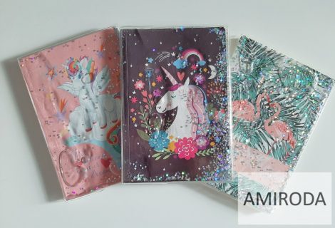 A/5 méretű glitteres, csillámos notesz 